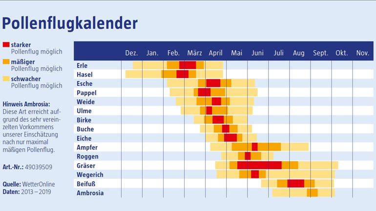 Pollenflugkalender 2020 für München