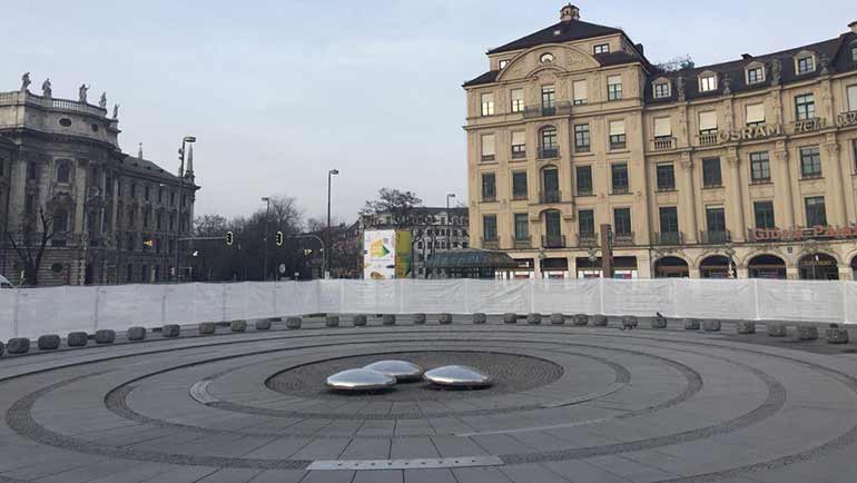 Der Stachus-Brunnen wird saniert